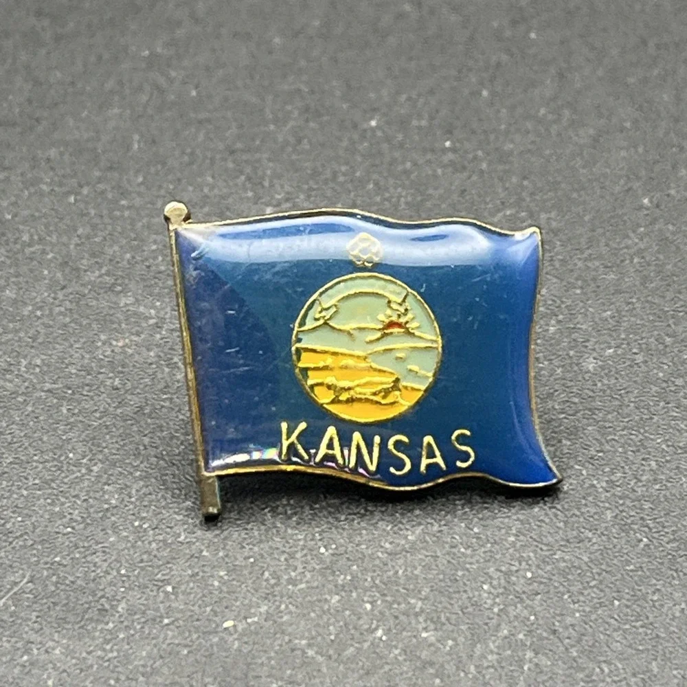 Kansas State Flag United States Of America Lapel Hat‎ Pin